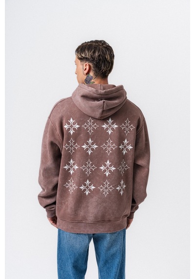 Respire Erkek Muse Baskılı Yıkamalı Kapüşonlu Oversize Hoodie Kakao Kahverengi