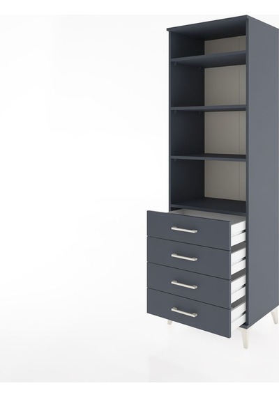 Hyperion Dolap 4 Raflı 4 Çekmeceli 60x44x195 Antrasit-antrasit Antrasit