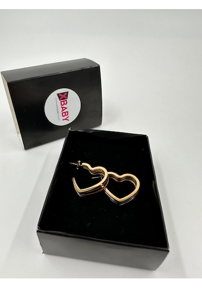 Xbaby 3 Lü Kalp Halka Gold Küpe Çok Renkli