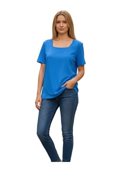 Lyvean Kare Yaka Oversıze Kısa Kollu Tshirt Çok Renkli