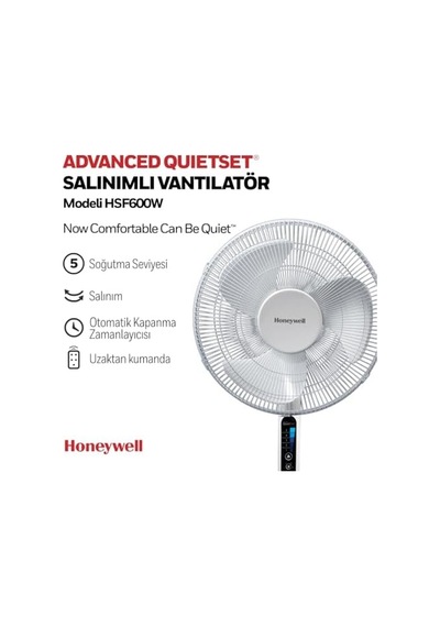 Honeywell Advanced Quietset Hsf600 Ayaklı Vantilatör, 5 Hız Ayarı, Zamanlayıcı Fonksiyonu, 70 Derece Salınım, Yükseklik, Uzaktan Kumandalı - Beyaz Honeywell Advanced Quietset Hsf600 Ayaklı Vantilatör, 5 Hız Ayarı, Zamanlayıcı Fonksiyonu, 70 Derece Salınım, Yükseklik, Uzaktan Kumandalı - Beyaz