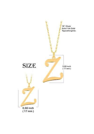 Kadın 14 Ayar Altın Harf Kolye El işi Z Harfi Altın Kolye Zincirli Harf Kolye 42 Cm