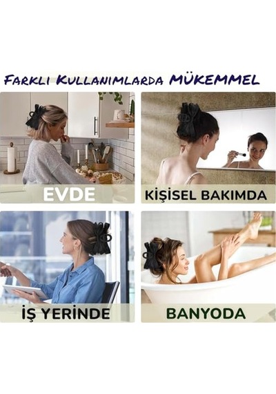 Mandal Toka Kadın Siyah Kahve Kadın Çocuk Mandal Toka 11cm 4'lü Set Diğer