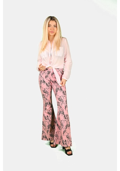 Balins Geniş Paça Desenli Pantolon Pembe