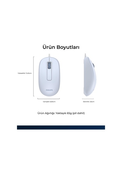 Spk7238 Usb Kablolu 1200dpı 3 Tuşlu Optik Mouse Mavi