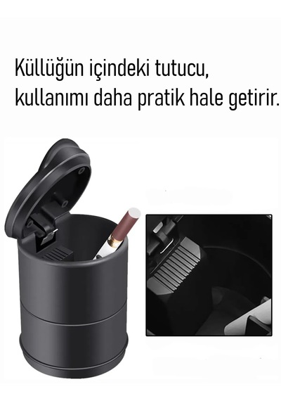 Araç İçi Kokusuz Led Işıklı Kapaklı Oto Küllüğü