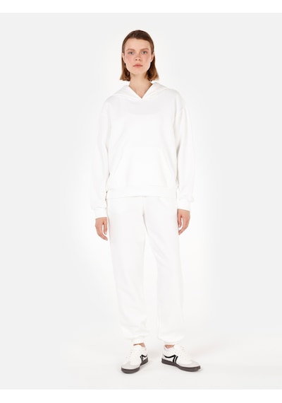 Colin's Colins Normal Kesim Kapüşonlu Cepli Beyaz Kadın Sweatshirt Cl1070188 Cl1070188 Q1.v2 Wht Beyaz