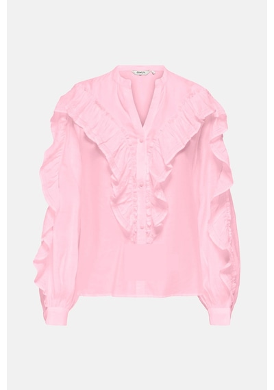 Only Onlmarriah Regular Fit V Yaka Düğmeli Bluz Bayan Bluz 15372232 Pembe