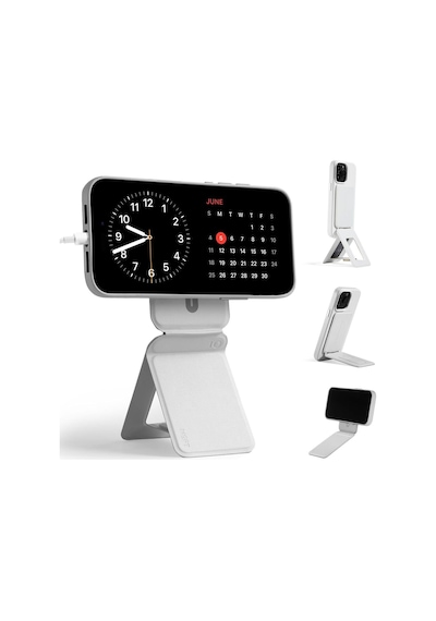 Taşınabilir Mini Telefon Standı Gri Renk Katlanabilir Kartlık Manyetik Özellikli Çok Amaçlı Stand