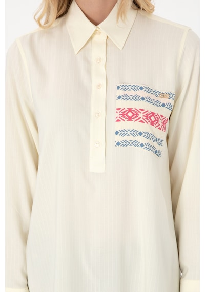 U.S. Polo Assn. Kadın Krem Uzun Kollu Tunik Gömlek 50306439-VR071