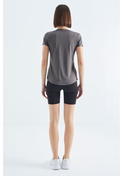 Tommylife Tommy Life Gri Basic Kısa Kol Standart Kalıp V Yaka Kadın T-shirt - 97145 Gri