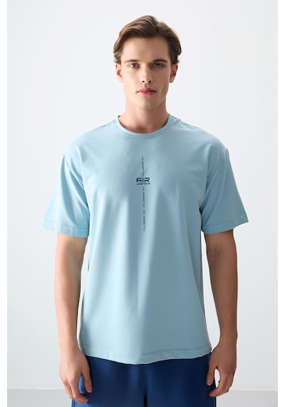 Air Jones Erkek Açık Mavi Oversize 0 Yaka T-shirt 88373 001
