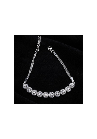 925 Ayar Gümüş Halo Baget Zirkon Taşlı Kadın Bileklik 19.5 Cm Gümüş - 865398655 Gümüş