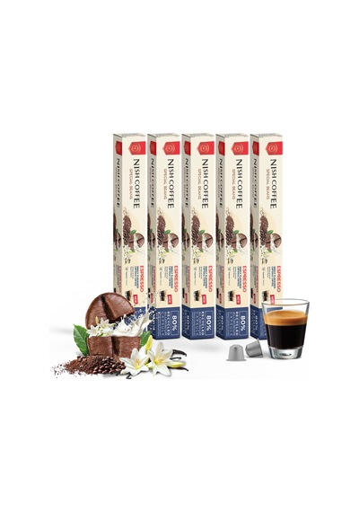 Nish Coffee Vanilya Aromalı Kapsül Kahve 5'li Set 50 Adet - 50 Adet Kapsül Kahve