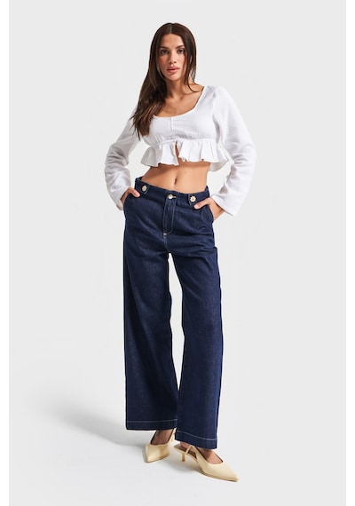 it's basic Kadın İndigo Renk 7s5-50 Culotte Fit Bol Kesim Viskon Koton Kumaş İç Boy 68cm Denim Jean