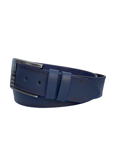 Süzer Deri Spor Suni Deri Mavi Dikişli Erkek Kemer - Lacivert 4.5 CM Lacivert