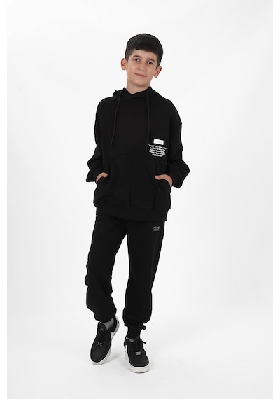 Haykids Erkek Çocuk Uzun Kol Baskılı Kapüşonlu Eşofman Takımı Siyah