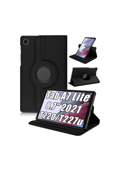 Galaxy Tab A7 Lite T225 Uyumlu 360 Dönerli Deri Korumalı Tablet Kılıfı - Siyah Kapaklı Kılıf Galaxy Tab A7 Lite T225 Uyumlu 360 Dönerli Deri Korumalı Tablet Kılıfı - Siyah Kapaklı Kılıf