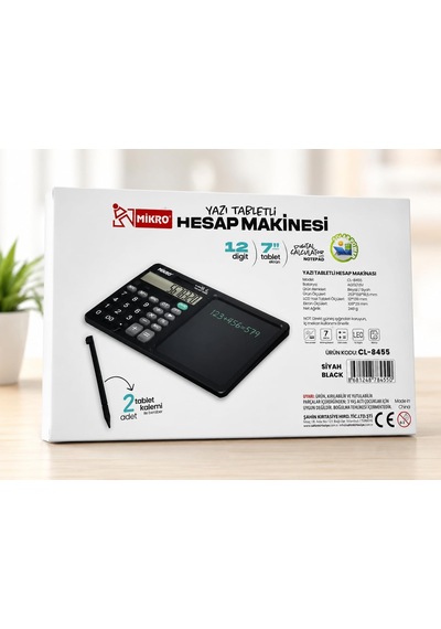 Dordoi Mikro Cl-8455 Yazı Tabletli Hesap Makinesi Siyah 12 Haneli, 7 İnç Dijital Notepad Çok Renkli