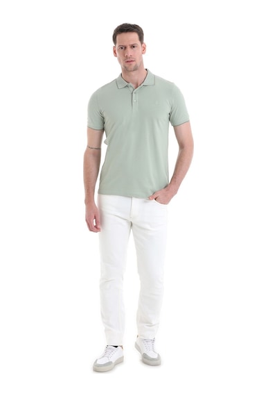 Hatemoğlu Yeşil Regular Fit Düz 100% Pamuklu Polo Yaka Tişört 3536etc22c03 16-0110tpx Yeşil - Ekru