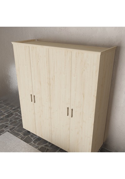 Soft Wood 4 Kapaklı Masif Ahşap Gardırop Çam
