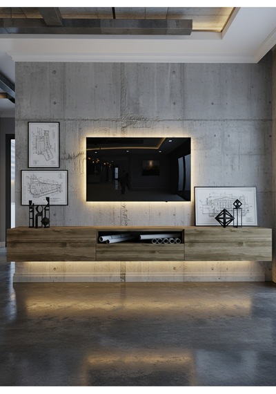 Resital Ledli Duvara Monte Tv Sehpası - Ceviz - W6016-2 Ceviz