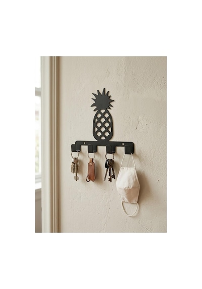 Ananas Desenli Siyah Metal Duvar Askı Aparatı, Modern Tasarım Diğer