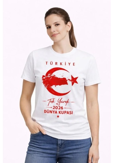Efnaz Style Türkiye Ay Yıldız 2026 Dünya Kupasi Taraftar Forma T-shirt - Beyaz