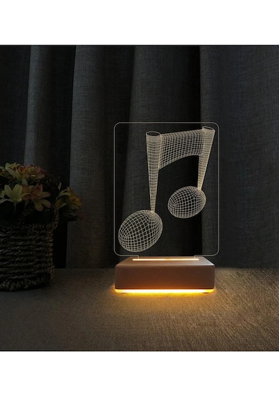 Müzik Notası Tasarımlı 3d Gece Lambası 3d Led Masa Lambası Doğum Günü Hediyesi Lamba