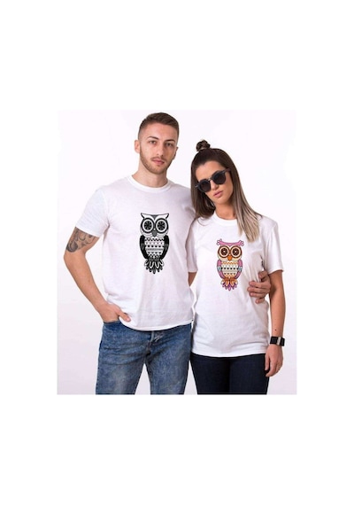 Tshirthane Owl Baykuş Sevgili Kombinleri Tshirt Kombini (528215036) Beyaz