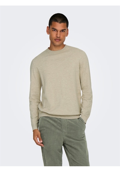 Only & Sons Onslouı Reg 12 Mel Crew Knıt Noos Erkek Bej Kazak - 22029951 Bej