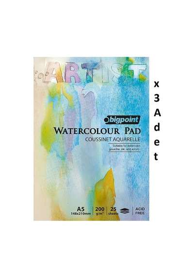 Bigpoint Suluboya Blok 200 Gram A5 - 25 Yaprak Watercolour Pad X 3 Adet
