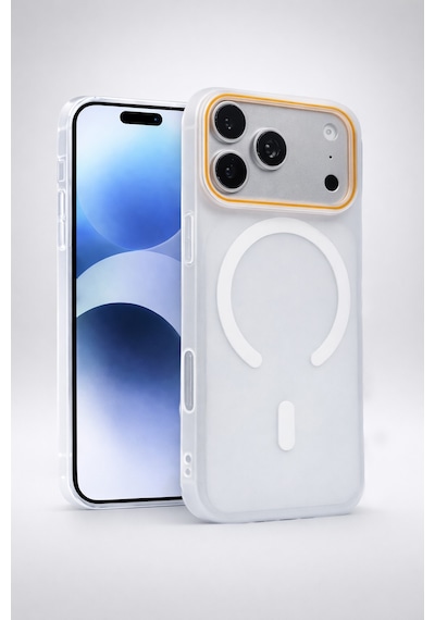 Apple Uyumlu iPhone 17 Pro Max Magsafe Wireless Şarj Özellikli Mat Sert Arka Kapak Kılıf Beyaz