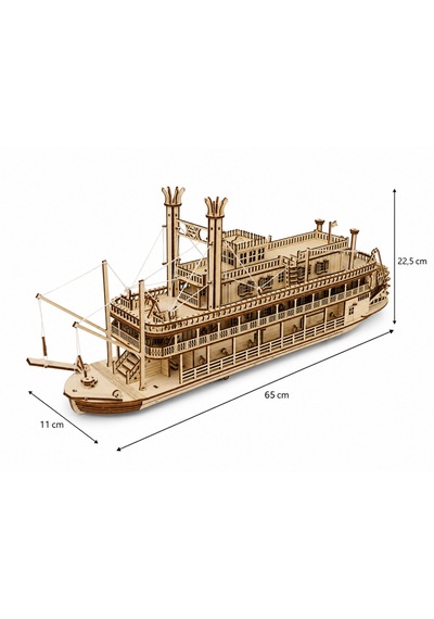 Nehir Gemisi Ahşap Maket Seti Dıy 3d Puzzle Mississippi Buharlı Gemi Koleksiyoner Modeli 713 Parça