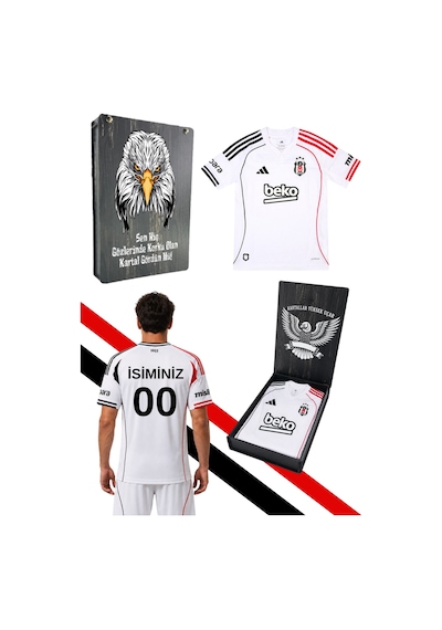Lisanslı Adidas Beşiktaş Forma 25-26 Sezon Beyaz Forma Lazer Veya Uv Kutulu Kişiye Özel