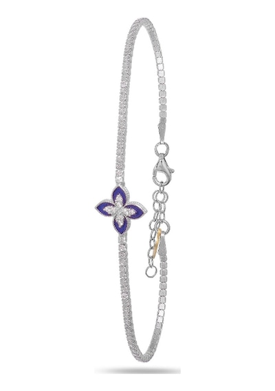 Brezza Lusso Jewelry Mineli Lusso Çiçeği Su Yolu Pırlanta Işıltılı Kadın Gümüş Bileklik