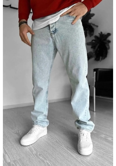 Captiva Denim Erkek Baggy Jean Pantolon Mavi