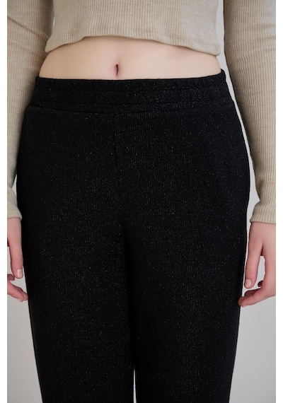 Sortie Collection Simli Örme Pantolon Siyah