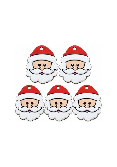 5 Li Noel Baba Yılbaşı Çam Ağacı Süsü Büyük Boy 9x9 Cm 2d Mdf Asılabilir Çam Ağacı Dekoru Diğer