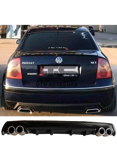 Volkswagen Passat B5 Difüzör Arka Tampon Eki 4 Egzoz Çıkışlı Siyah Lüx Tip