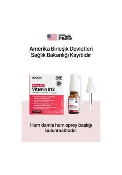 Anocin Methyl Cobalamin B12 Sprey 1000 Mcg 2000 Ug 10 Ml
