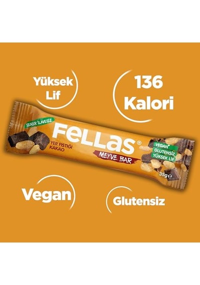 Fellas Meyve Bar, Yer Fıstığı Ve Kakaolu, 35gr X 12 Adet