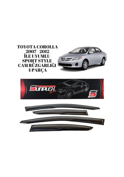 Toyota Corolla 2007 2008 2009 2010 2011 2012 İle Uyumlu Sport Style Cam Rüzgarlığı 4 Parça Sunplex 1 Adet