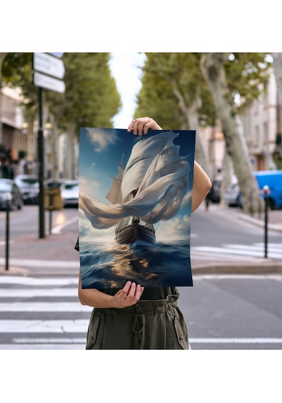 Çerçevesiz Poster Soyut Gemi - Dijital Baskı - Gemi Temalı Poster