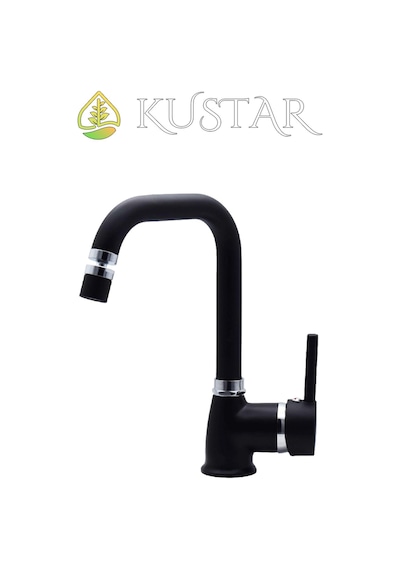 Kustar Varna Siyah  360 Oynar Başlıklı Aç Kapa Sıcak Soğuk Banyo Lavabo Bataryas