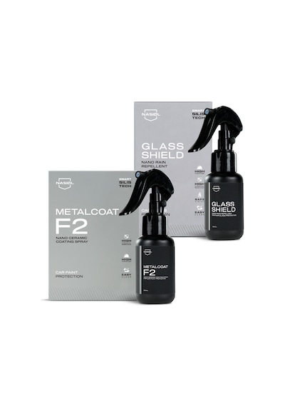 Nasiol-SET 25-Metalcoat F2 Araç Sprey Nano Seramik Kaplama ve Glasshield Nano Yağmur Kaydırıcı Sprey Seti