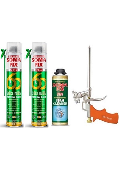 Somafix 2 Adet 750 Ml Somafix 60 Saniye Çift Kullanımlı Yapıştırma Köpüğü Köpük Tabancası Köpük Temizleyicisi Seti