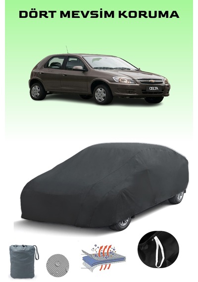 Siyah, Chevrolet Celta - 5 Kapılı 2000 - 2021, Araba Brandası, Oto Örtüsü, Araba Çadırı Siyah