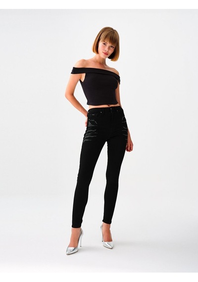 LOFT Crop Kadın Tshirt K.kol Lf2038361 Q1.v1 Siyah