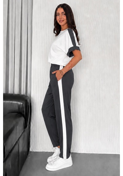 Fiolin Soft Touch Modal Kumaş Garnili Eşofman Takımı Antrasit